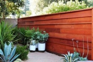 Fence Retaining Wall and Redwood Privacy Fence